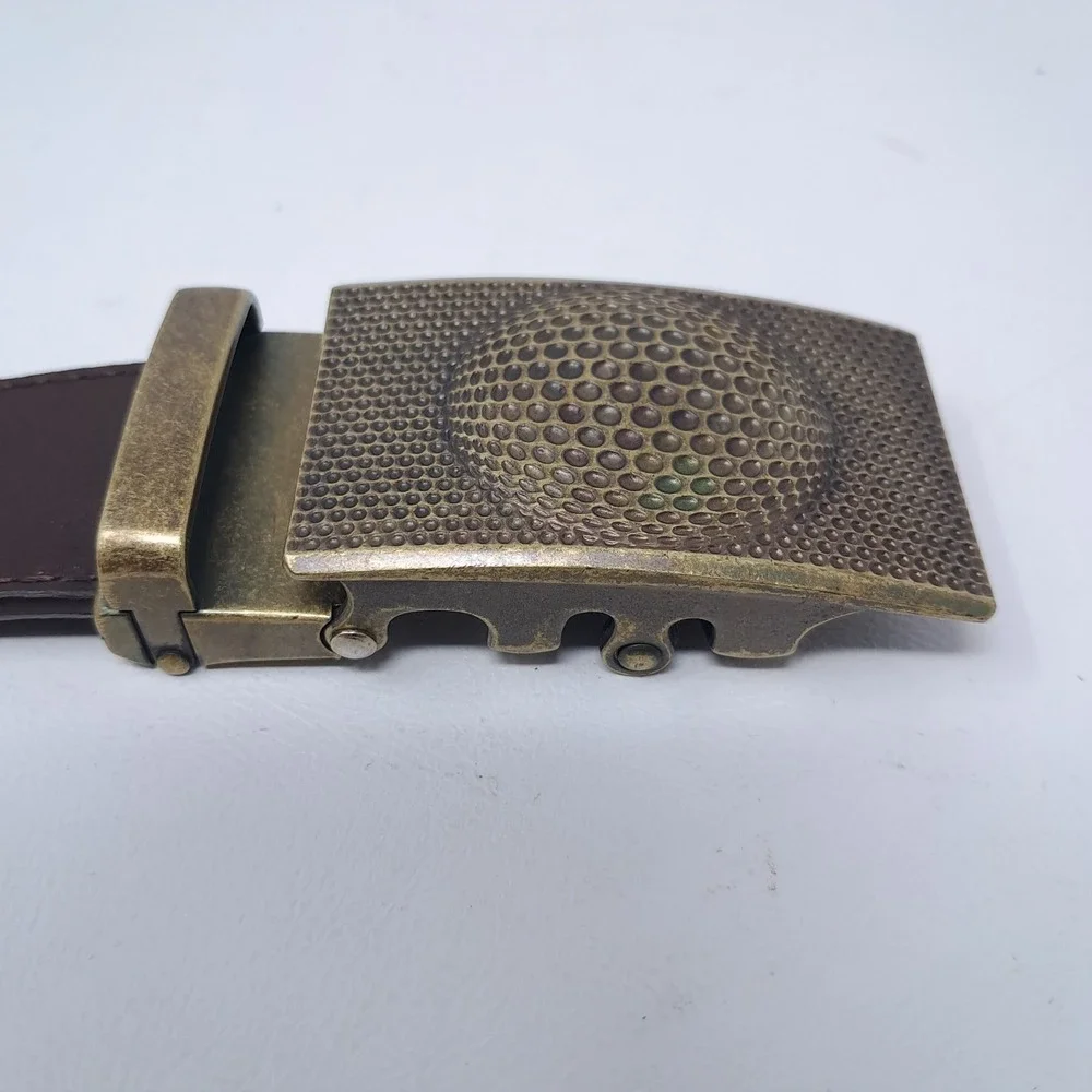 Anson Belt Golf Ball Ratchet Buckle Leather Adjustable Brown No Holes 37